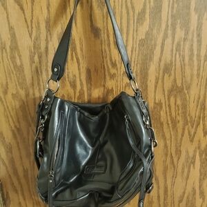 Black Pleather Crossbody Bag